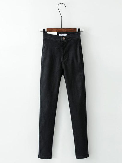 High-Rise Black Stretchy Casual Skinny Leg Pants