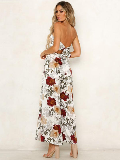 Off Shoulder Floral Printed Bohemia Jumpsuits