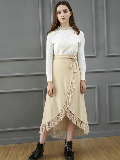 Apricot Asymmetry Bandage Skirt Bottoms