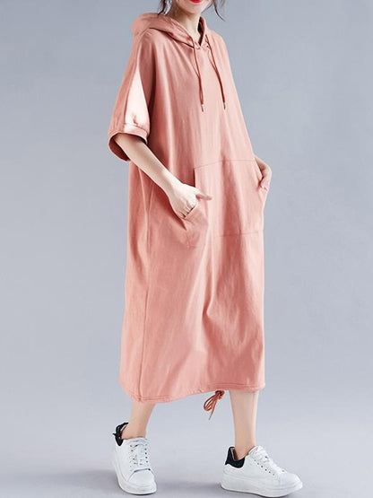 Oversize Solid Hooded Dress