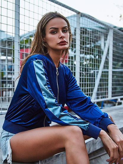 Round Collar Zip-up Hoodies & Jackets