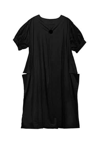 Vintage Loose Oversize V-neck Solid Dress