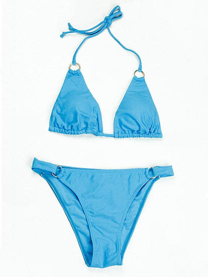 Sexy Triangles Iron Ring Split Bikini Swimsuit