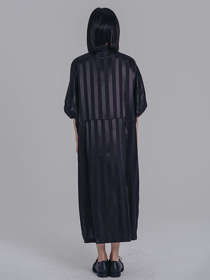 Urban Loose Stand Collar Split-Joint Midi Dress