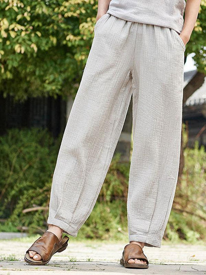 Loose Retro Lace-up Pants