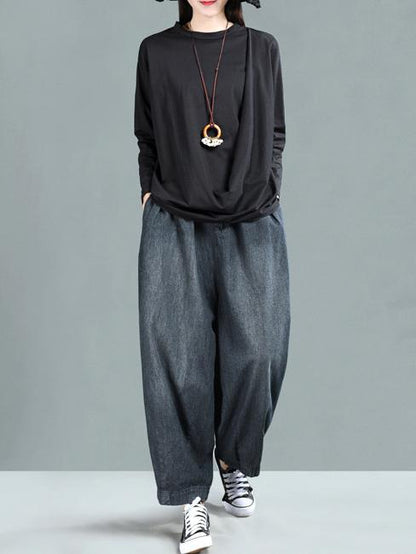 Ramie Cotton Solid Simple Shirt Top