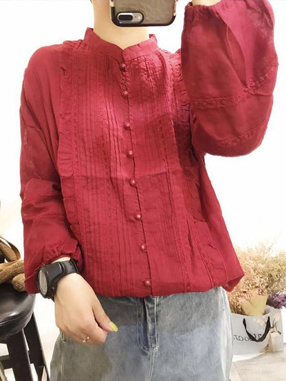 Casual Linen Embroidered Blouses