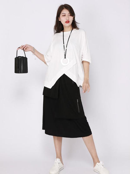 Casual Cropped Split-front T-shirt