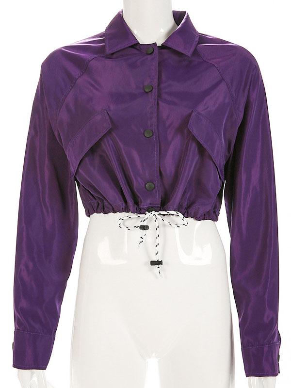 Fashion Leisure Polo Collar Bodycon Jacket