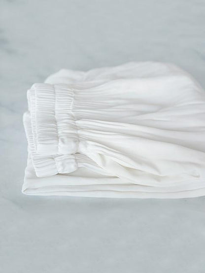 Vintage Loose Ruffled Solid Pants