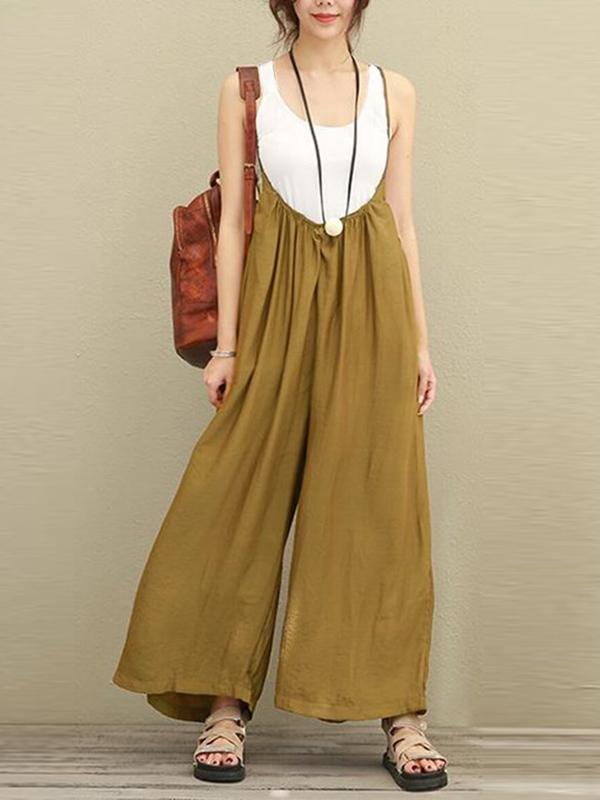 Loose Wide-leg Cotton Jumpsuit