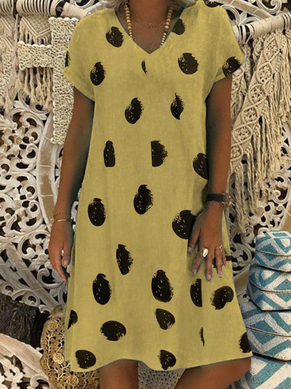 Loose Floral Short Sleeves Midi Dress