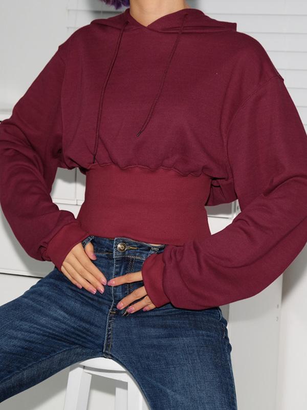 Casual Solid Loose Hoodies&Sweatshirt Tops