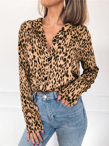 V-neck Leopard Bohemia Blouse Top