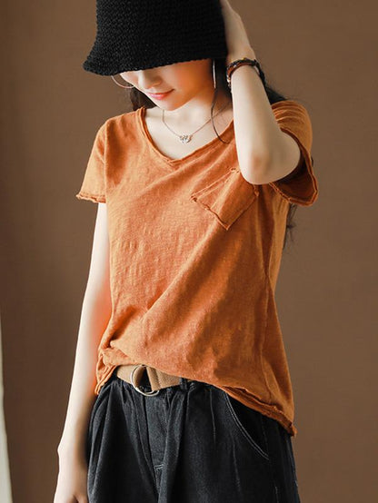 Vintage Bamboo Cotton Solid T-Shirt