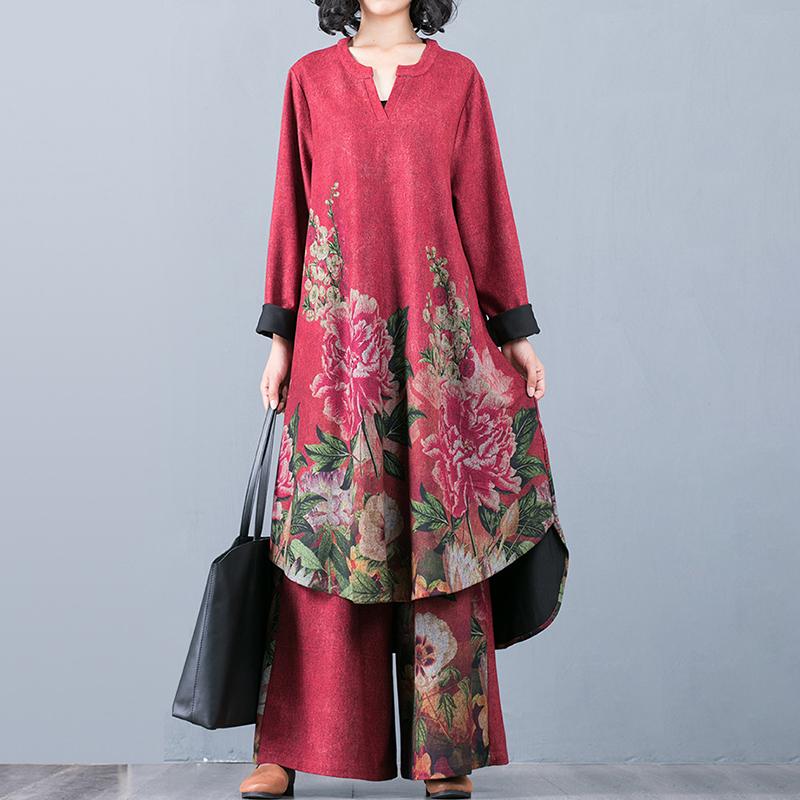 Buykud Comfortable Soft Floral Printed Two Piece Suit