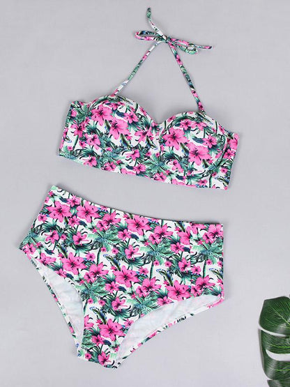 Floral High Waisted Bikini Set