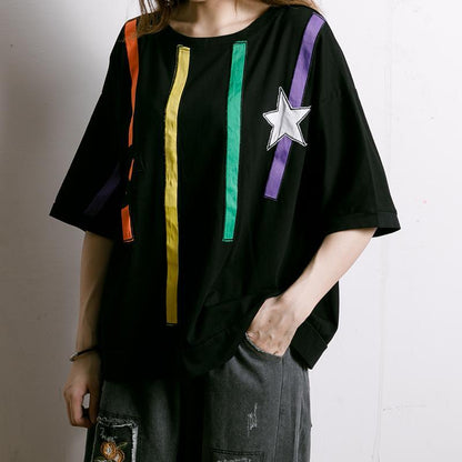 Colored Appliques Simple Women Casual T-Shirt
