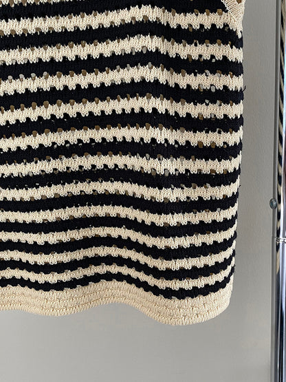 Simple Black White Contrast Color Knitting Vest Top