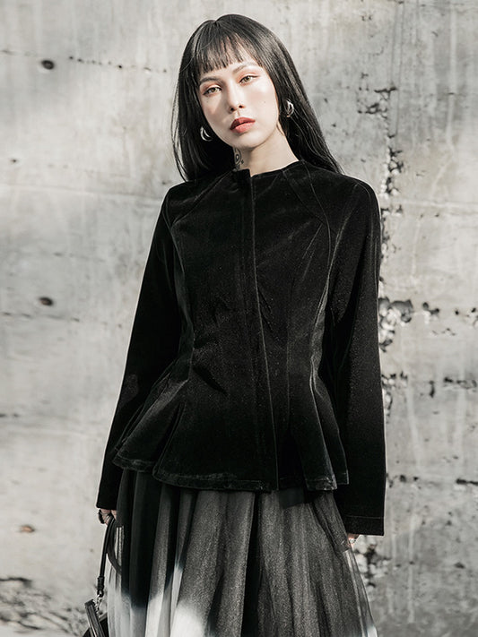 Simple Solid Color Stand Collar Zipper Jacket