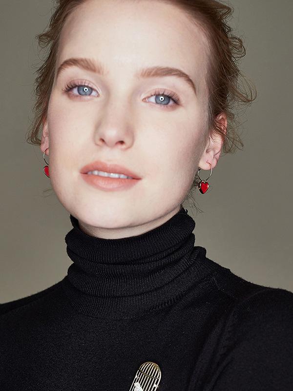 Red Heart Ear-ring Earrings