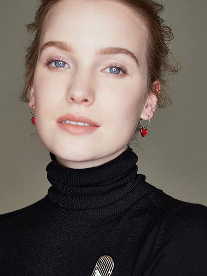 Red Heart Ear-ring Earrings