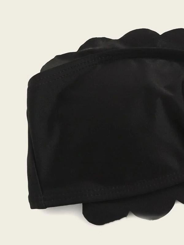 Strapless Hollow Leopard Print Bikini Swimsuit