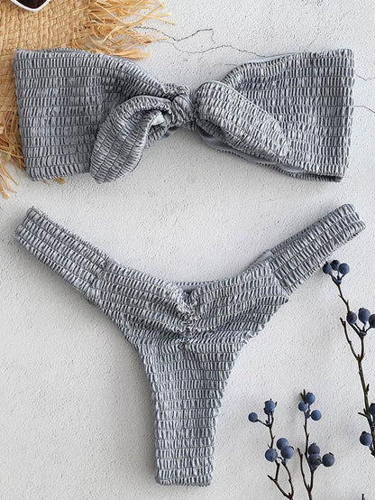 Smoked Bow-embellished Bikini Set