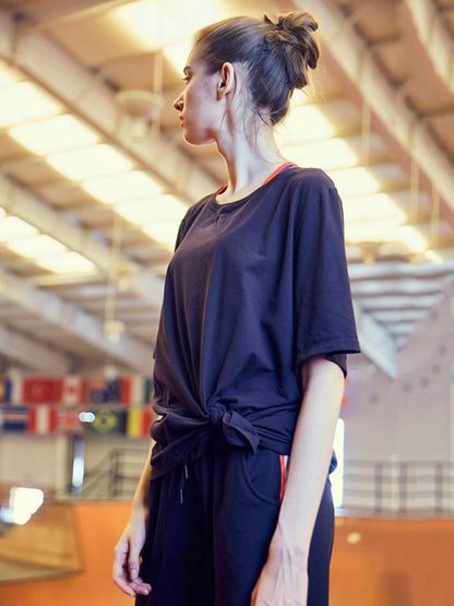 Round Collar Split Sports Tees