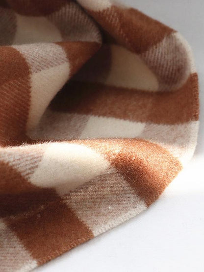 Fashion Tassels Grid Cape Scarf