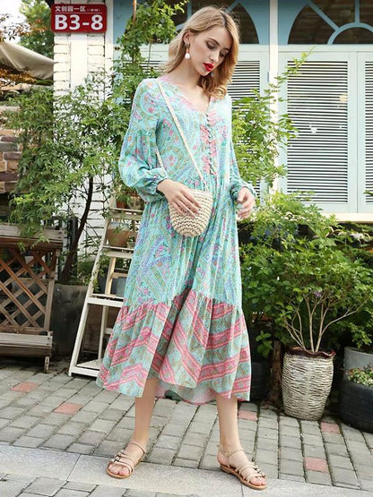 Retro Bohemia Floral Maxi Dress