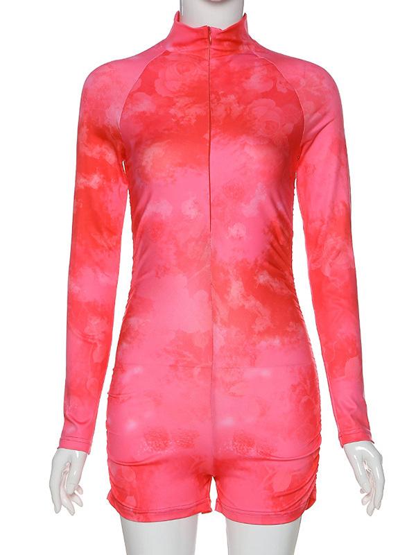 Sexy Long Sleeves Zipper Printed Sports Rompers