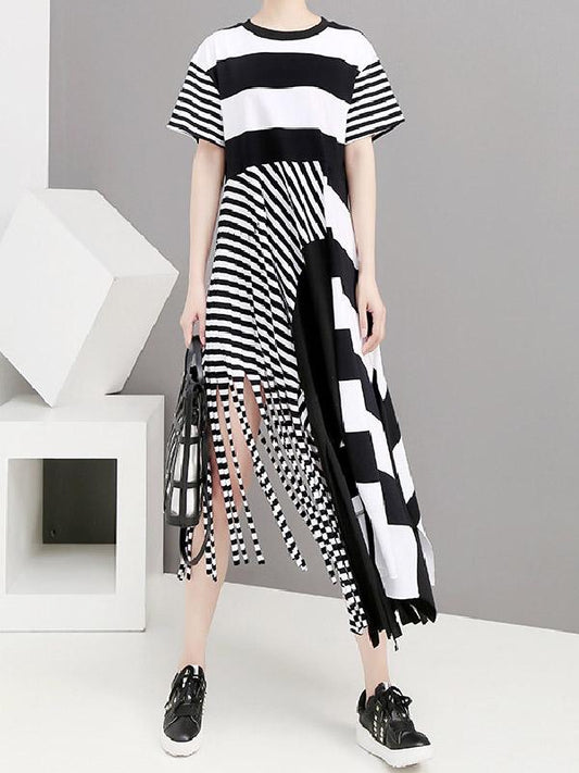 Original Asymmetric Striped Dress
