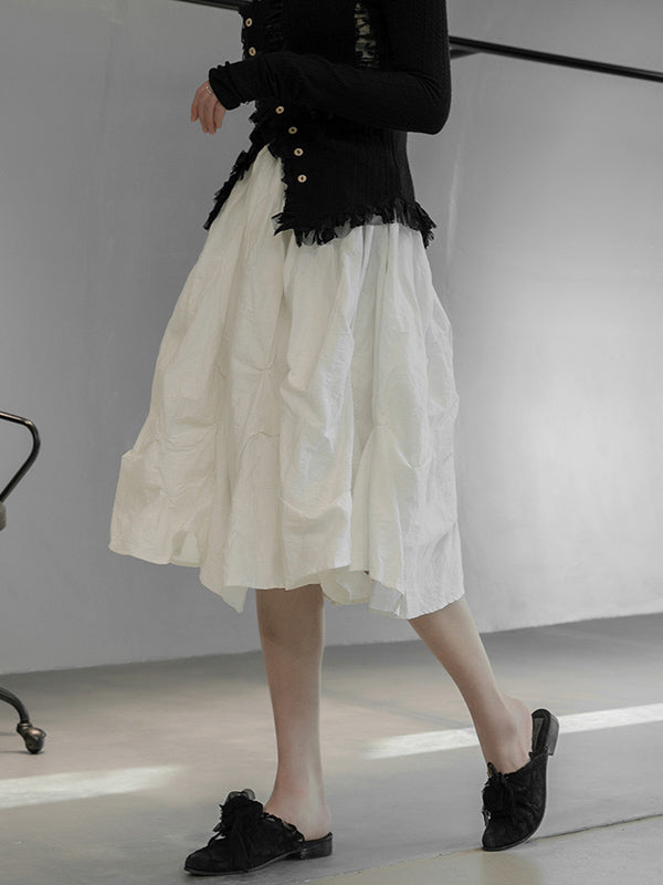 Original Pleats Solid Color A-Line Skirt