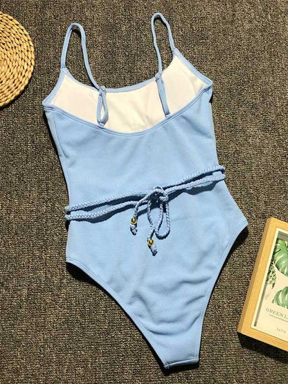 Plain Backless One Piece Swimsuit