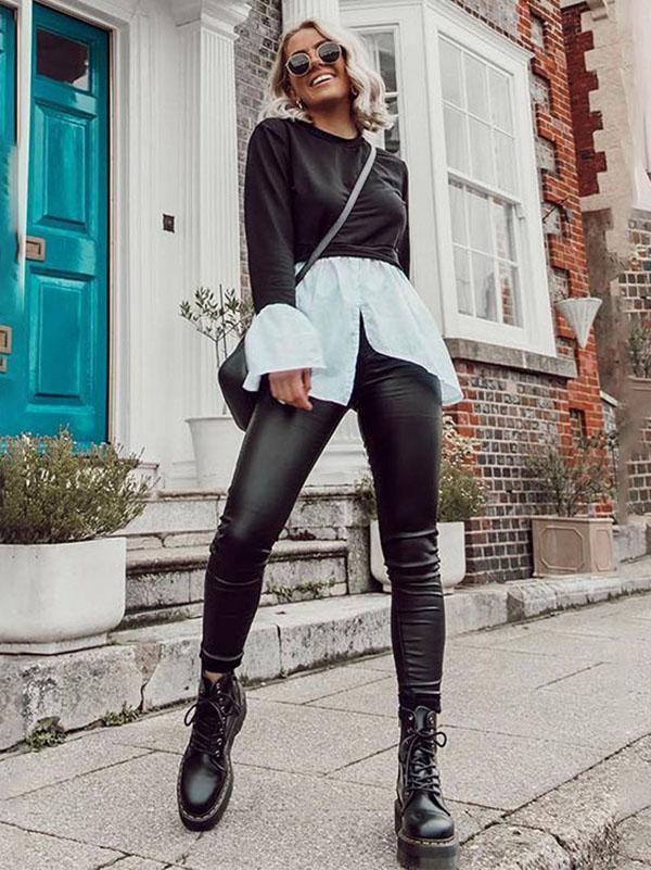 False Two Split-joint Cropped Blouse