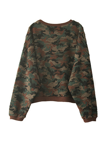 Fashion Split-Joint Camouflage Long Sleeves Sweatshirt Top
