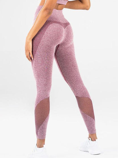 Solid Sports Mesh Panel Leggings