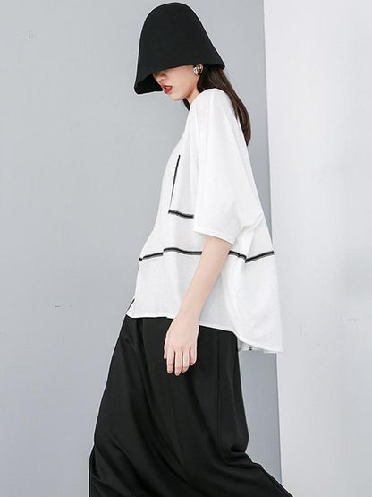 Batwing Sleeves Asymmetric Shirt