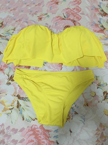 Yellow Ruffle Bikini Swimsuit