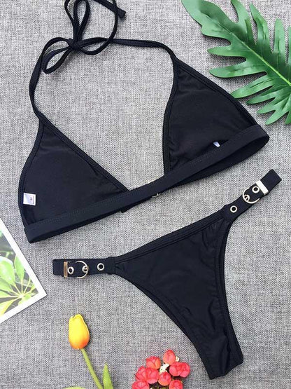 Sexy Backless Plain Bikinis Swimwear