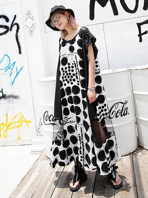 Loose Split-joint Lacy Long Dress