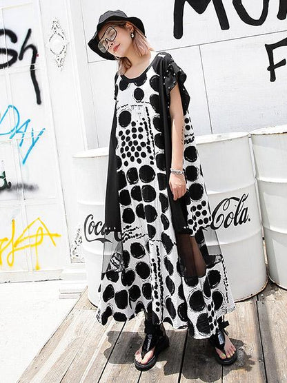 Loose Split-joint Lacy Long Dress