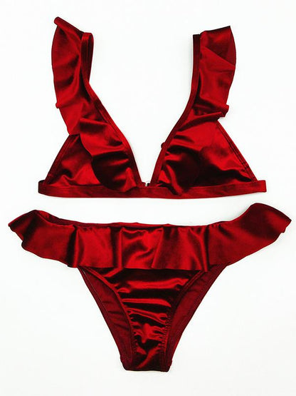 Flounce Sexy Solid Bikinis