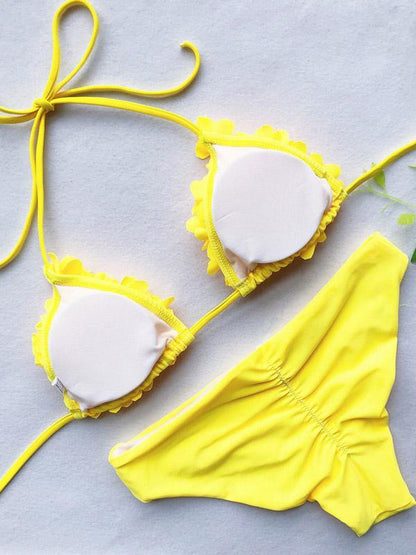 Ribbed Triangle Top With Panty Bikini Set