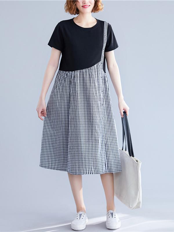 Plaid Split-joint Dress