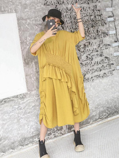 Loose Irregular Falbala Split-joint Long Dress