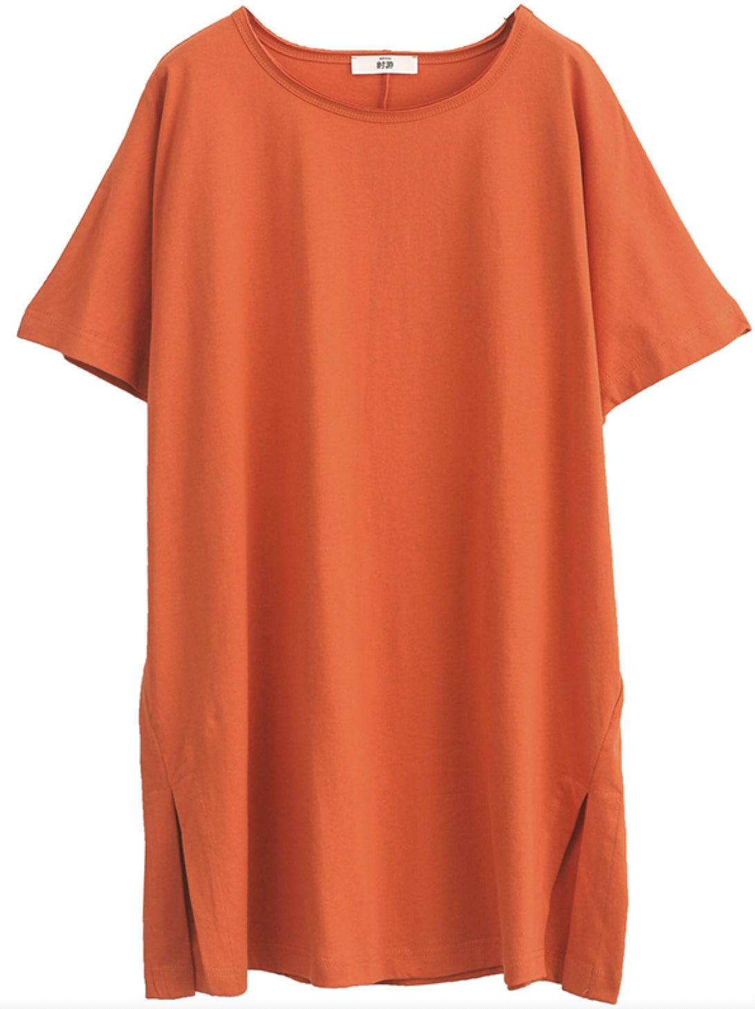 Simple Casual Loose 5 Colors Split-Side Round-Neck Short Sleeves T-Shirt Tops