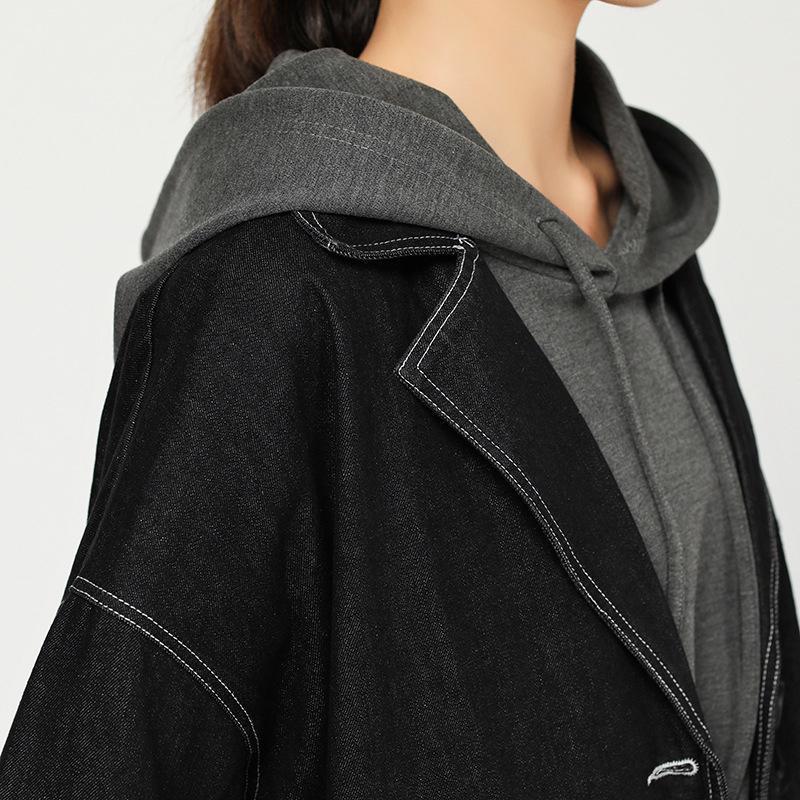Fashion Autumn Vintage Solid Long Sleeve Denim Coat