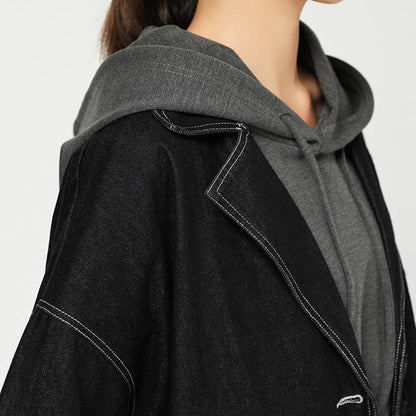 Fashion Autumn Vintage Solid Long Sleeve Denim Coat